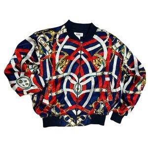 Vintage Colorful Satin Bomber Jacket – Lightweight Fall Layer, Oversized L